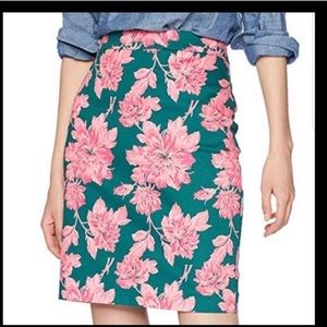 NWT J. Crew Green & Pink Floral Elkins Pencil Skirt